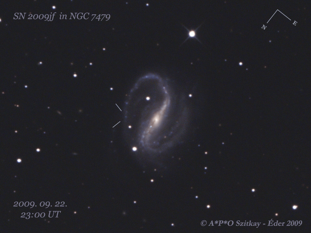 Az SN 2009jf szupernóva felvillanása az NGC 7479 galaxisban