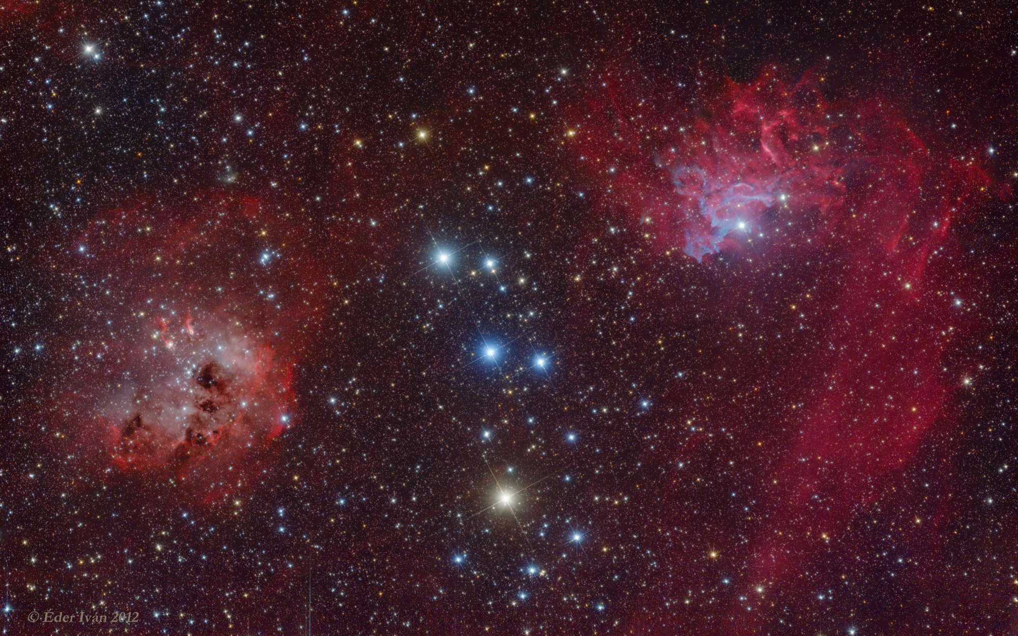 The beautiful pair of IC 405 and IC 410