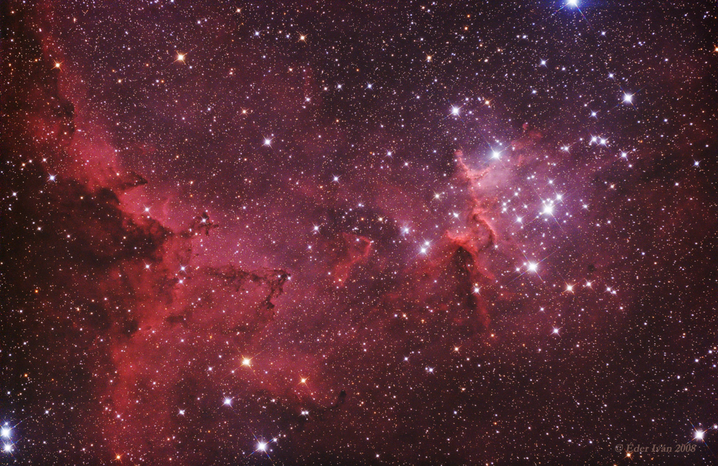 Center of the Heart Nebula (IC 1805)