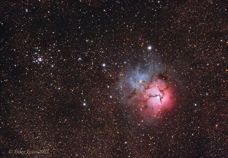 M20 (Trifid nebula) and M21 open cluster