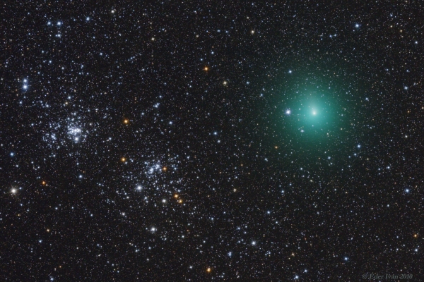 A 103P/Hartley üstökös találkozása a Perzeusz Ikerhalmazzal (NGC 869,884)