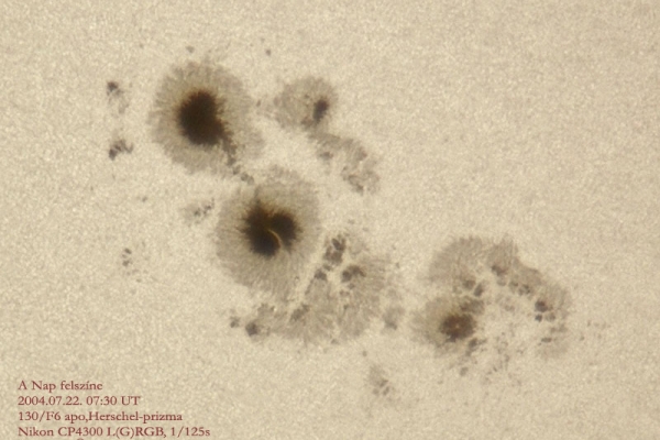 Sunspots from July, 2004